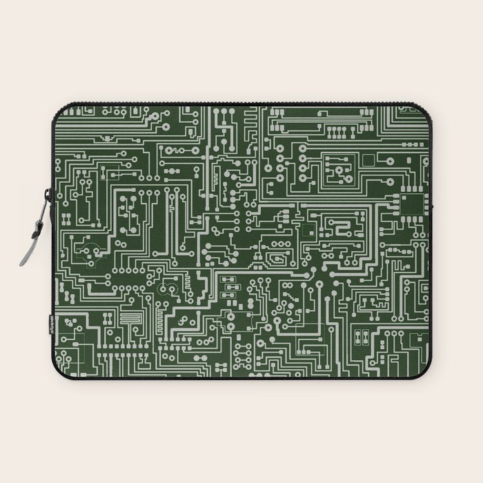 Circuit Board // Green & Silver Laptop Sleeve Gallery Image 1