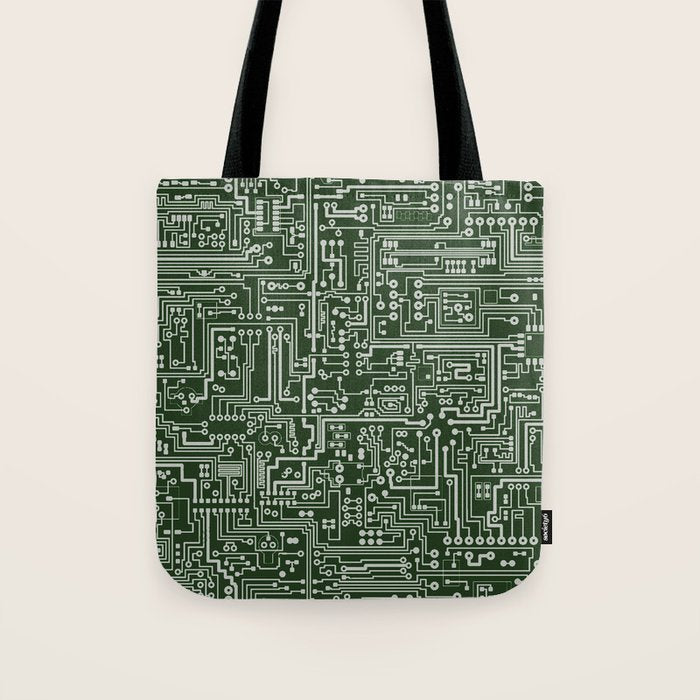 Circuit Board // Green & Silver Tote Bag Gallery Image 1