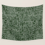Circuit Board // Green & Silver Wall Tapestry Gallery Image 4