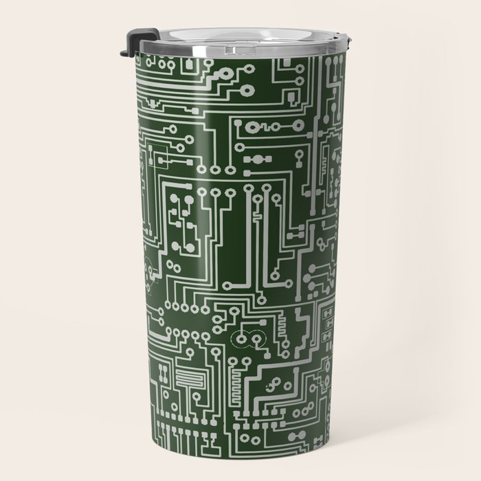 Circuit Board // Green & Silver Travel Mug Gallery Image 3