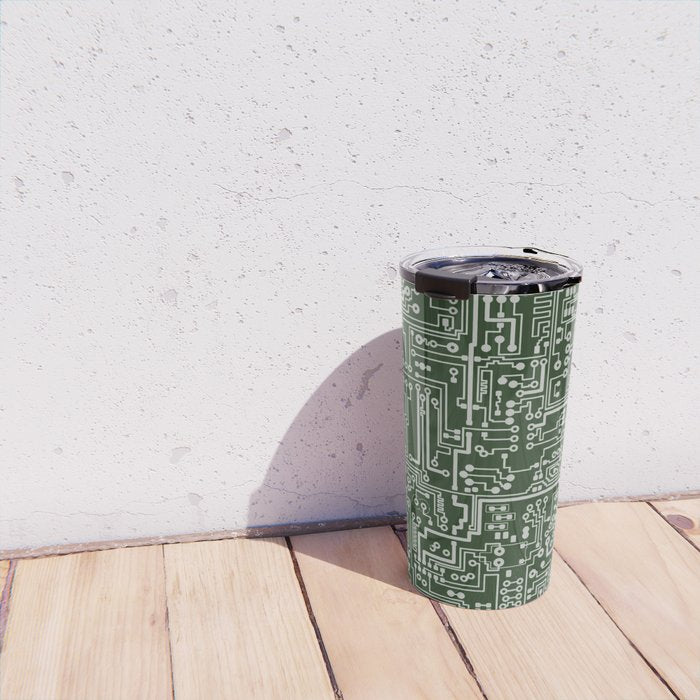 Circuit Board // Green & Silver Travel Mug Gallery Image 4