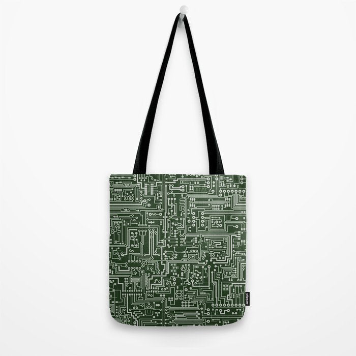 Circuit Board // Green & Silver Tote Bag Gallery Image 2