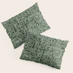 Circuit Board // Green & Silver Pillow Sham Gallery Image 3