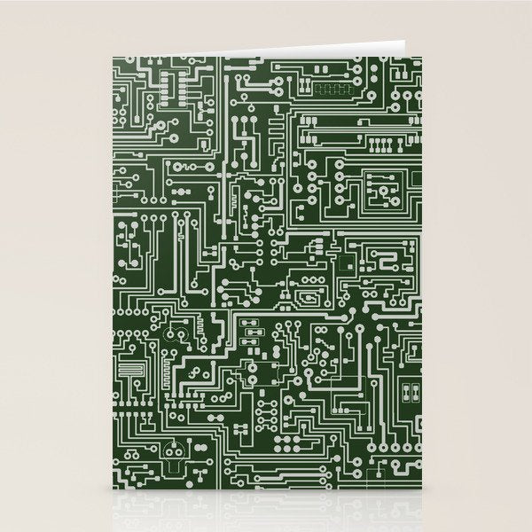 Circuit Board // Green & Silver Stationery Card Gallery Image 2