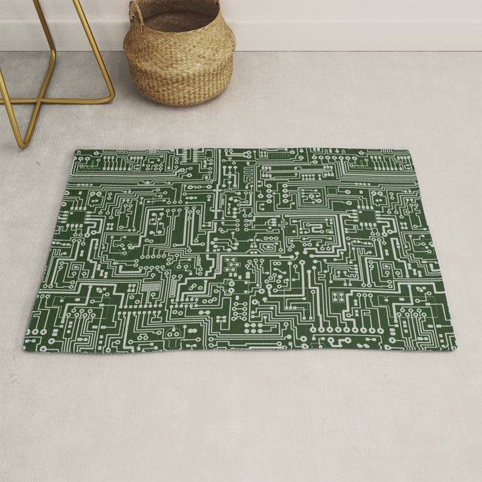 Circuit Board // Green & Silver Rug Gallery Image 1