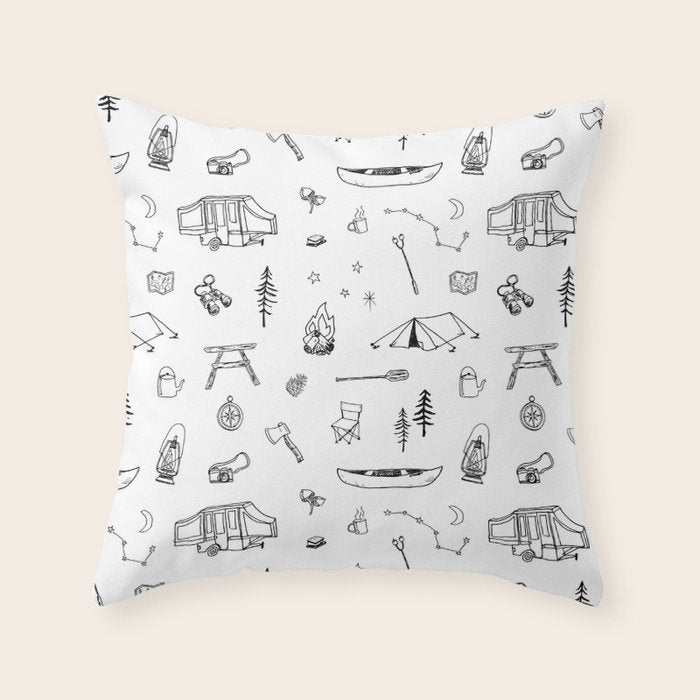 Simple Camping Throw Pillow Gallery Image 6