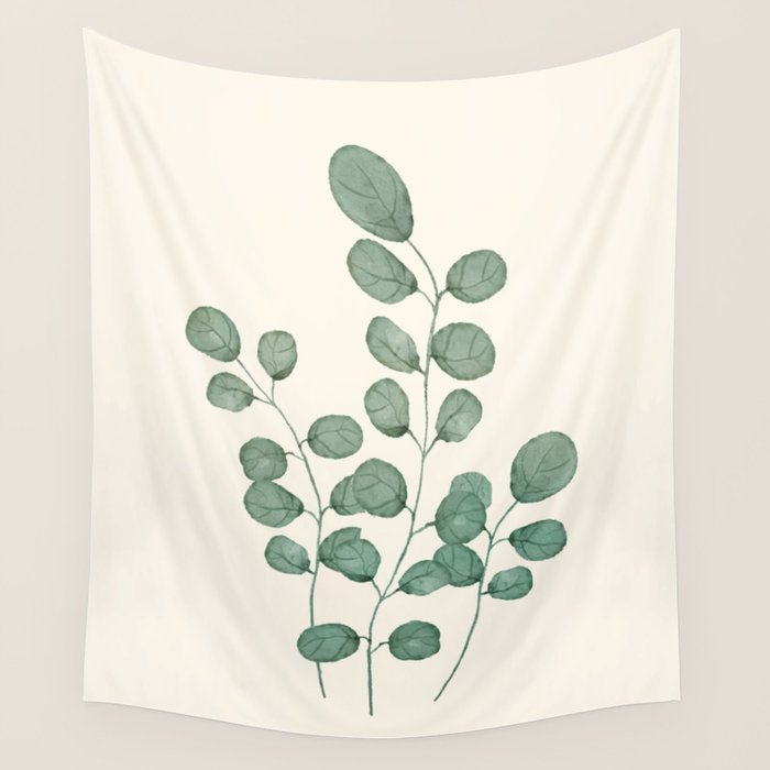 Watercolor Eucalyptus Wall Tapestry Gallery Image 1
