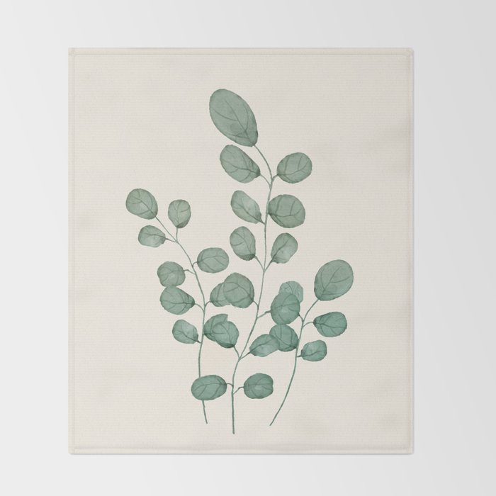 Watercolor Eucalyptus Throw Blanket Gallery Image 2