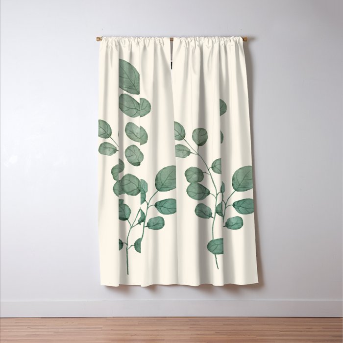 Watercolor Eucalyptus Window Curtain Gallery Image 3