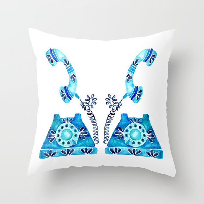 Vintage Rotary Phone - Blue Raspberry Throw Pillow Gallery Image 1