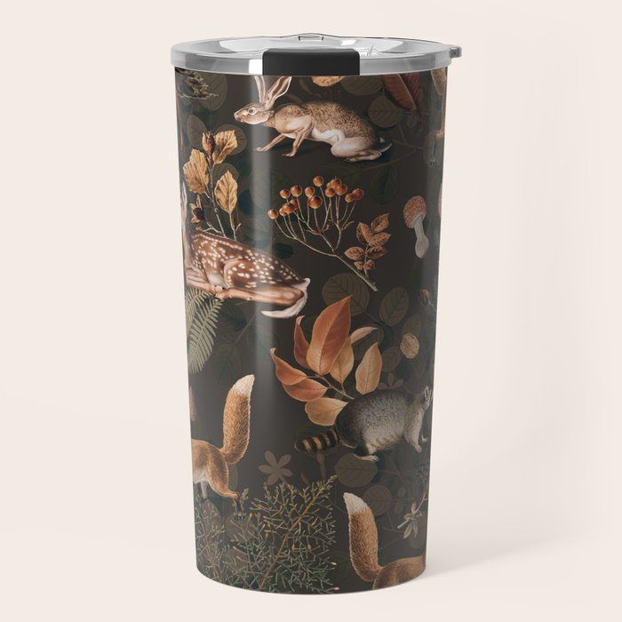 Fall Forest Impression With Wild Animals Moody Brown Travel Mug Gallery Image 1