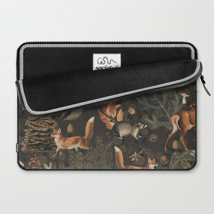 Fall Forest Impression With Wild Animals Moody Brown Laptop Sleeve Gallery Image 2