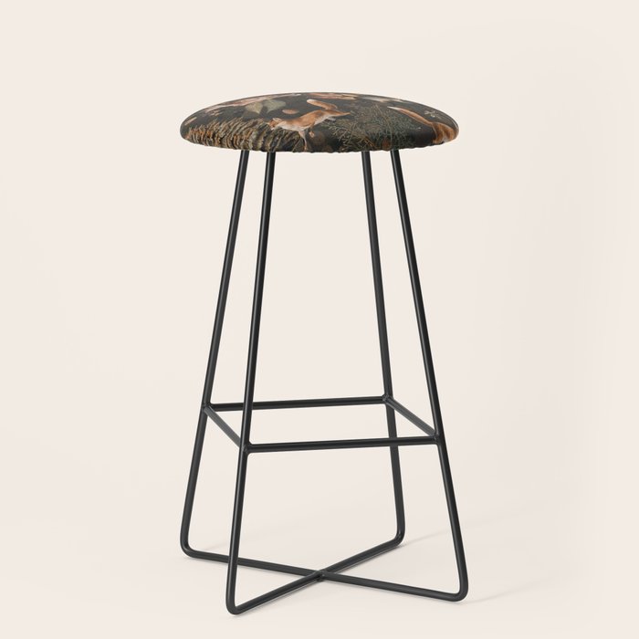 Fall Forest Impression With Wild Animals Moody Brown Stool Gallery Image 1