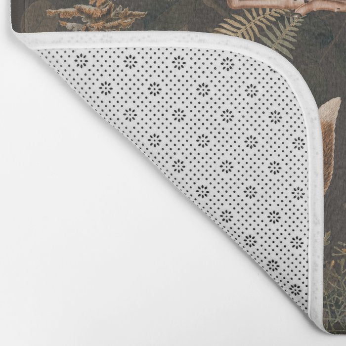 Fall Forest Impression With Wild Animals Moody Brown Bath Mat Gallery Image 2