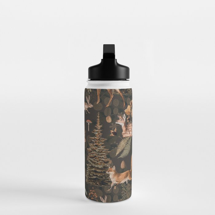 Fall Forest Impression With Wild Animals Moody Brown Water Bottle Gallery Image 3