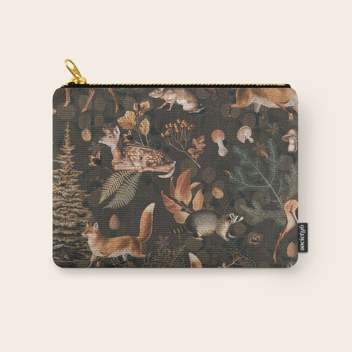Fall Forest Impression With Wild Animals Moody Brown Carry All Pouch Gallery Image 1
