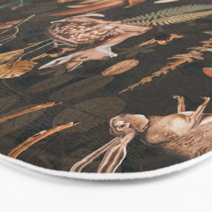 Fall Forest Impression With Wild Animals Moody Brown Bath Mat Gallery Image 3