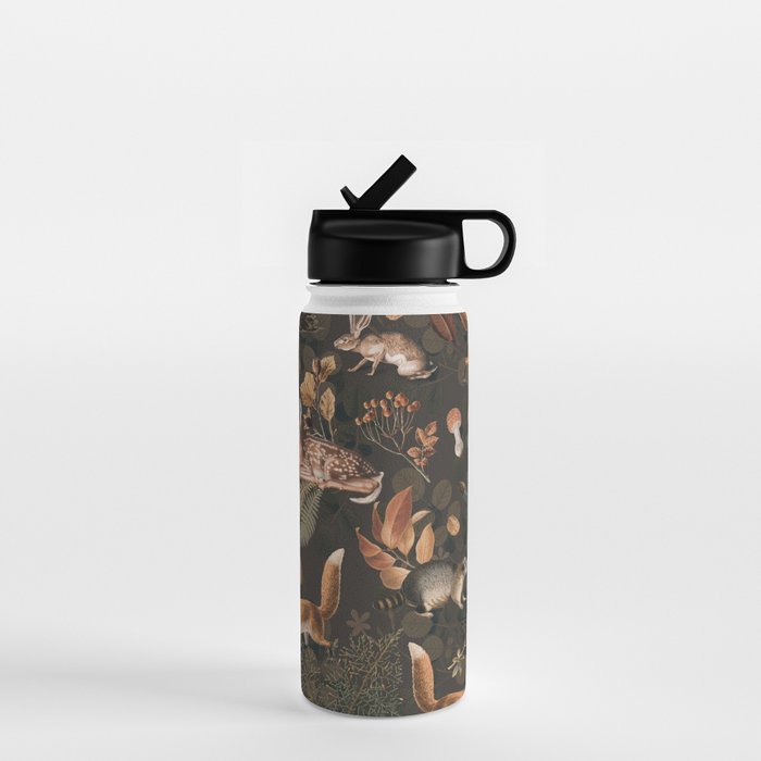 Fall Forest Impression With Wild Animals Moody Brown Water Bottle Gallery Image 1