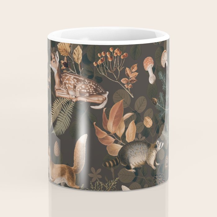 Fall Forest Impression With Wild Animals Moody Brown Coffee Mug Gallery Image 4