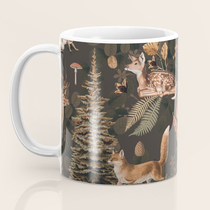Fall Forest Impression With Wild Animals Moody Brown Coffee Mug Gallery Image 3