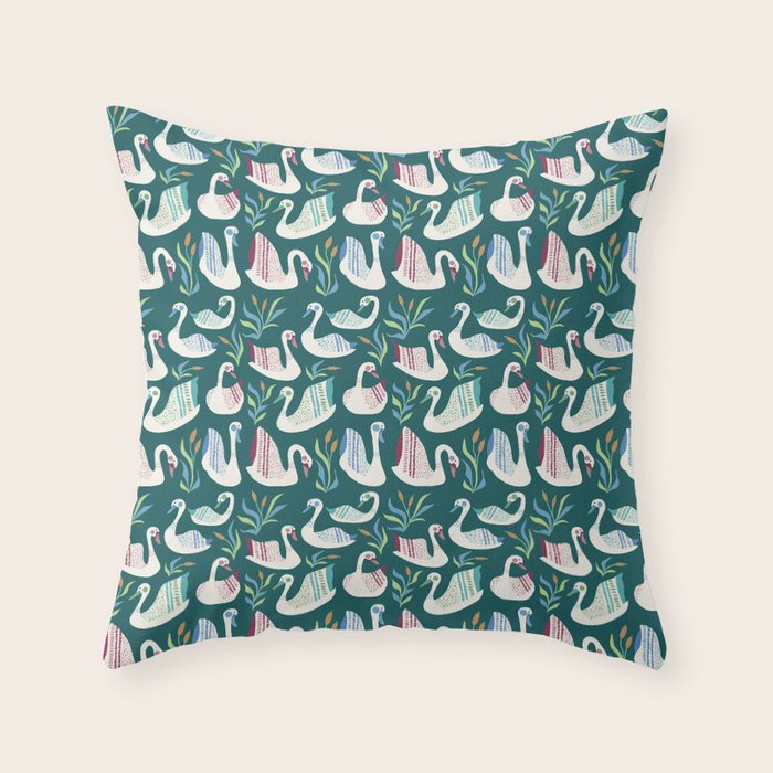 Swans Pond Throw Pillow Gallery Image 6