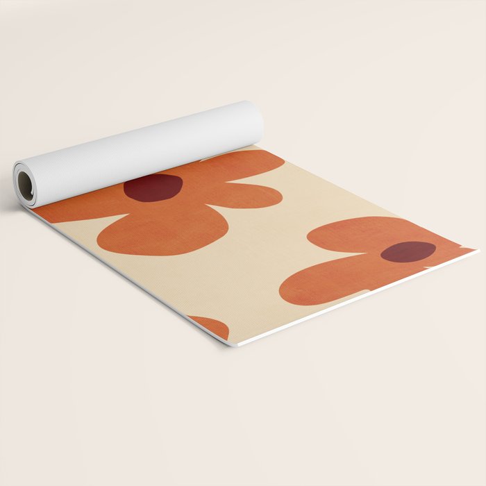 Terracotta Cream Flowers Minimalist Artwork Yoga Mat Gallery Image 2