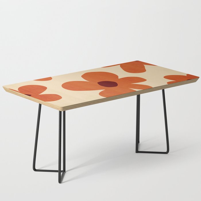 Terracotta Cream Flowers Minimalist Artwork Coffee Table Gallery Image 1