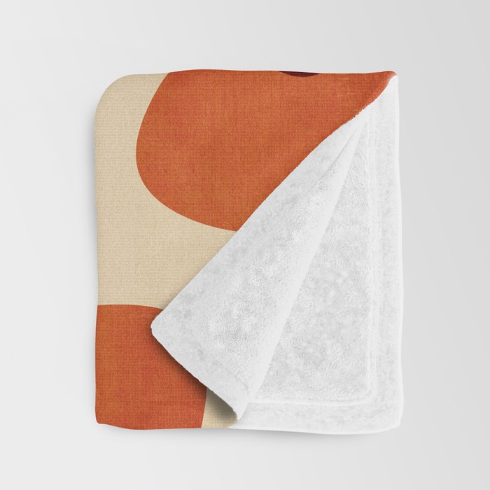 Terracotta Cream Flowers Minimalist Artwork Throw Blanket Gallery Image 3