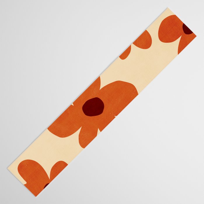 Terracotta Cream Flowers Minimalist Artwork Table Runner Gallery Image 3
