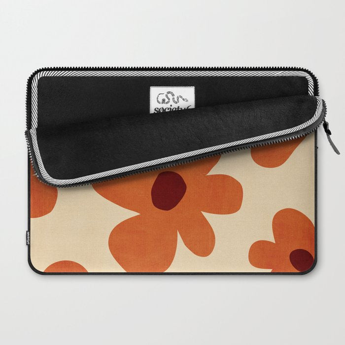 Terracotta Cream Flowers Minimalist Artwork Laptop Sleeve Gallery Image 2