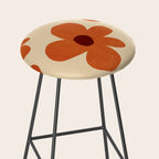 Terracotta Cream Flowers Minimalist Artwork Stool Gallery Image 2