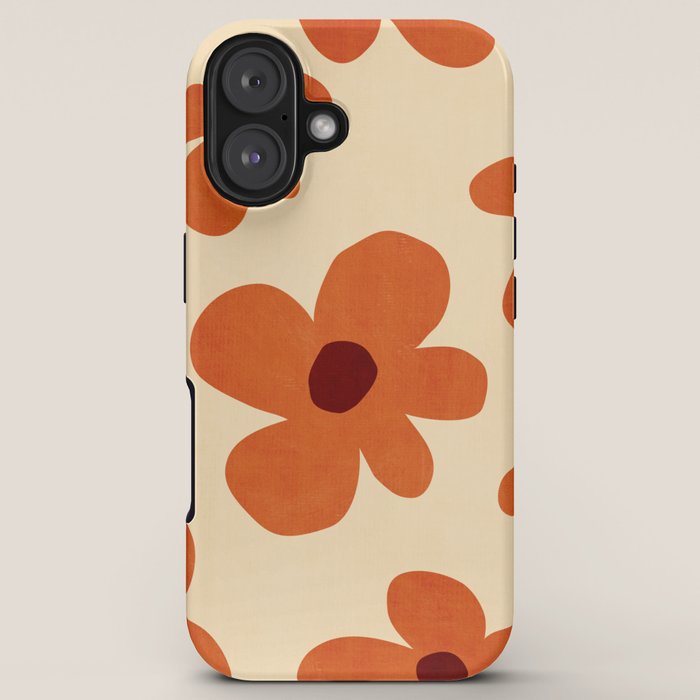 Terracotta Cream Flowers Minimalist Artwork iPhone Case Gallery Image 5