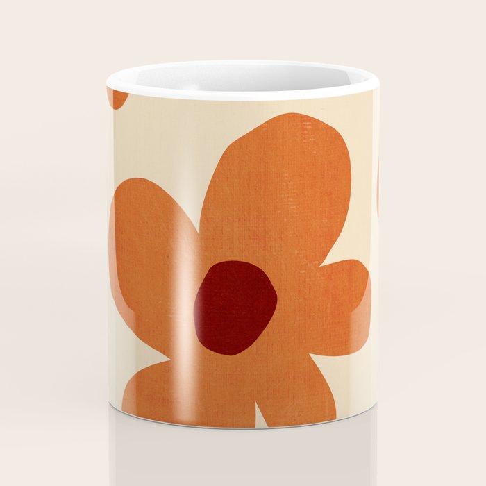 Terracotta Cream Flowers Minimalist Artwork Coffee Mug Gallery Image 4