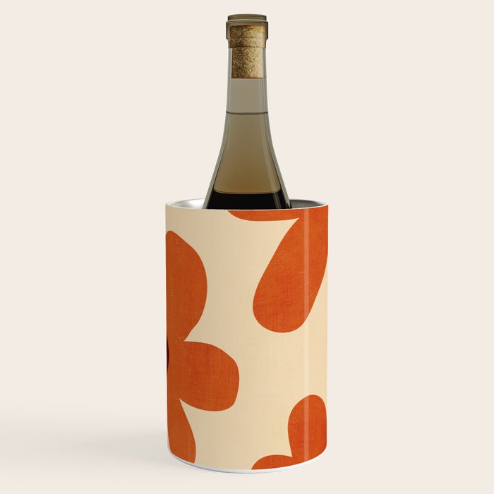Terracotta Cream Flowers Minimalist Artwork Wine Chiller Gallery Image 3