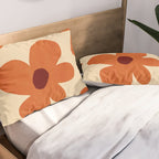 Terracotta Cream Flowers Minimalist Artwork Pillow Sham Gallery Image 2