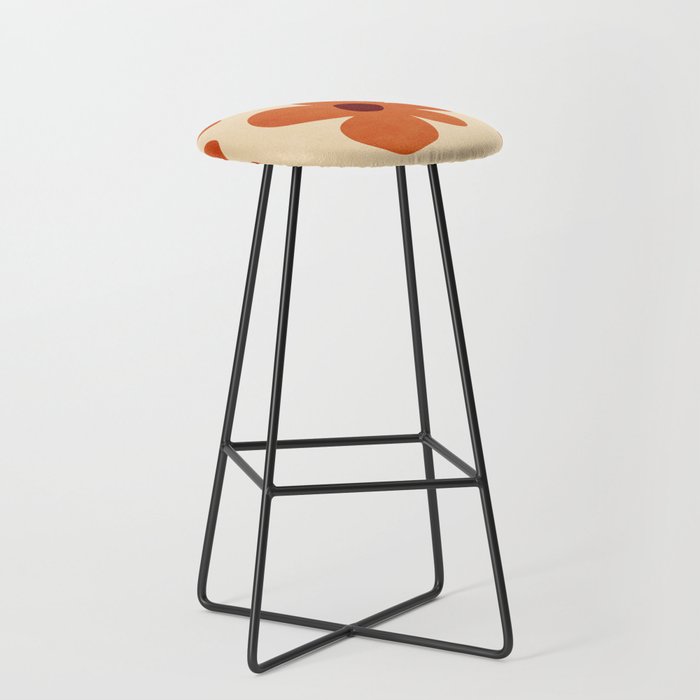 Terracotta Cream Flowers Minimalist Artwork Stool Gallery Image 1