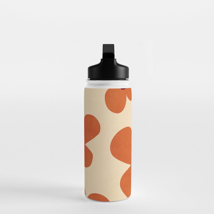 Terracotta Cream Flowers Minimalist Artwork Water Bottle Gallery Image 3