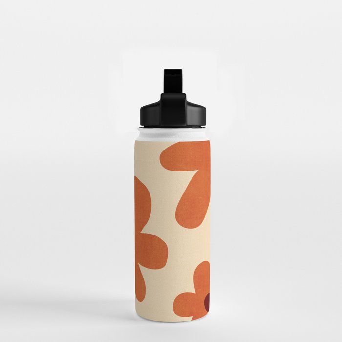 Terracotta Cream Flowers Minimalist Artwork Water Bottle Gallery Image 2