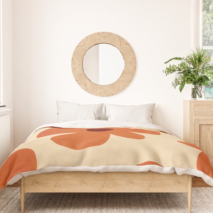 Terracotta Cream Flowers Minimalist Artwork Duvet Cover Gallery Image 3
