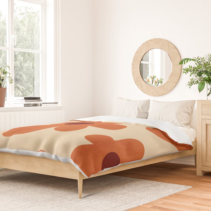 Terracotta Cream Flowers Minimalist Artwork Duvet Cover Gallery Image 2