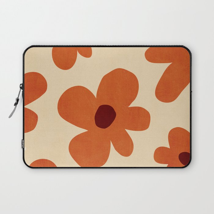 Terracotta Cream Flowers Minimalist Artwork Laptop Sleeve Gallery Image 1