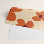 Terracotta Cream Flowers Minimalist Artwork Wrapping Paper Gallery Image 2