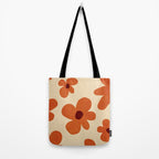 Terracotta Cream Flowers Minimalist Artwork Tote Bag Gallery Image 2
