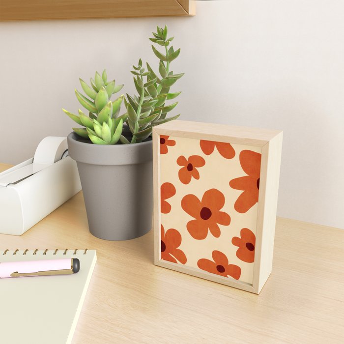 Terracotta Cream Flowers Minimalist Artwork Mini Art Print Gallery Image 2