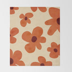Terracotta Cream Flowers Minimalist Artwork Throw Blanket Gallery Image 2
