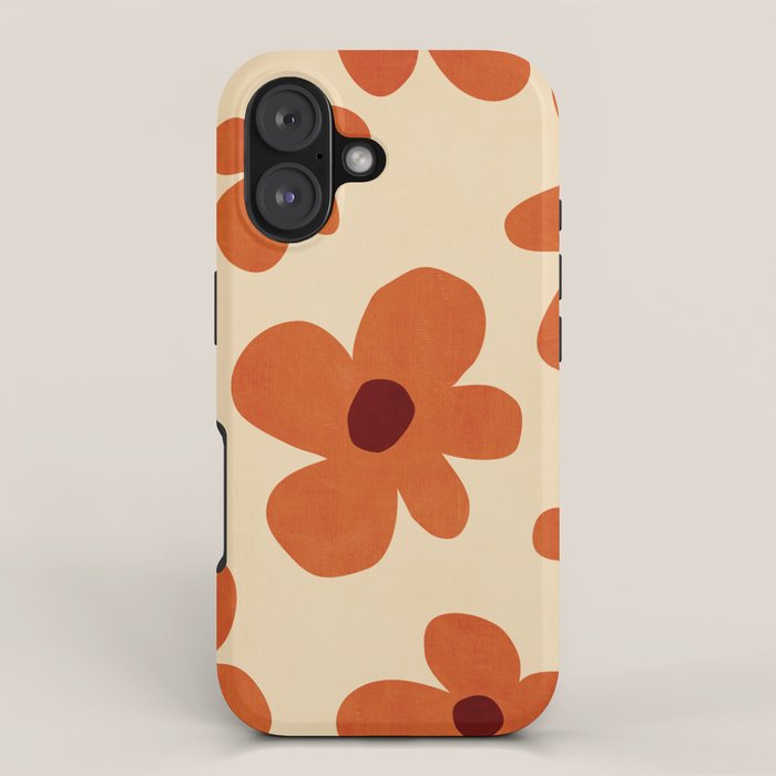 Terracotta Cream Flowers Minimalist Artwork iPhone Case Gallery Image 1
