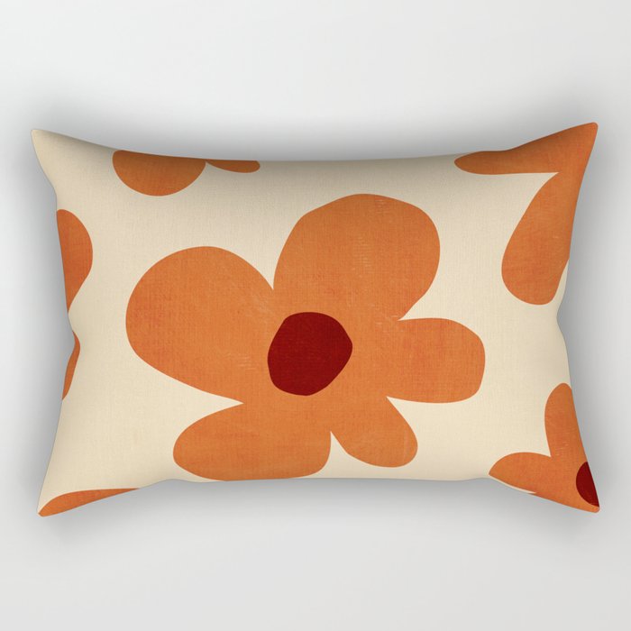 Terracotta Cream Flowers Minimalist Artwork Rectangular Pillow Gallery Image 1