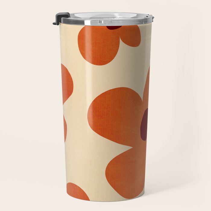 Terracotta Cream Flowers Minimalist Artwork Travel Mug Gallery Image 3
