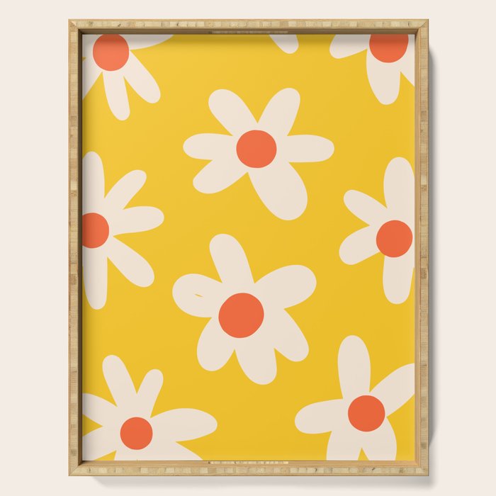 Happy Golden Daisies | Yellow Daisies | Summer Flowers Serving Tray Gallery Image 1