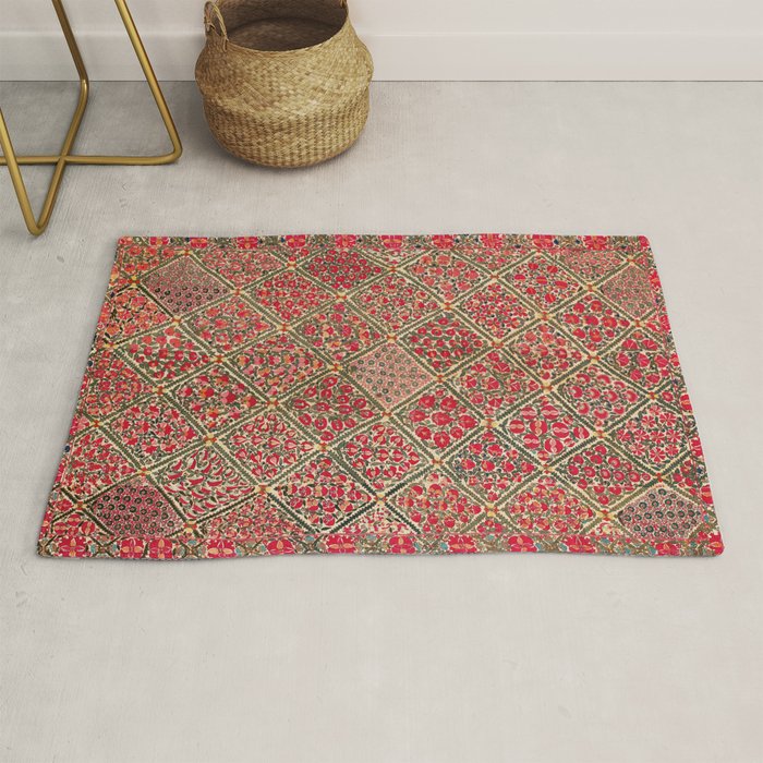 Zarafshan Suzani Uzbekistan Embroidery Print Rug Gallery Image 1